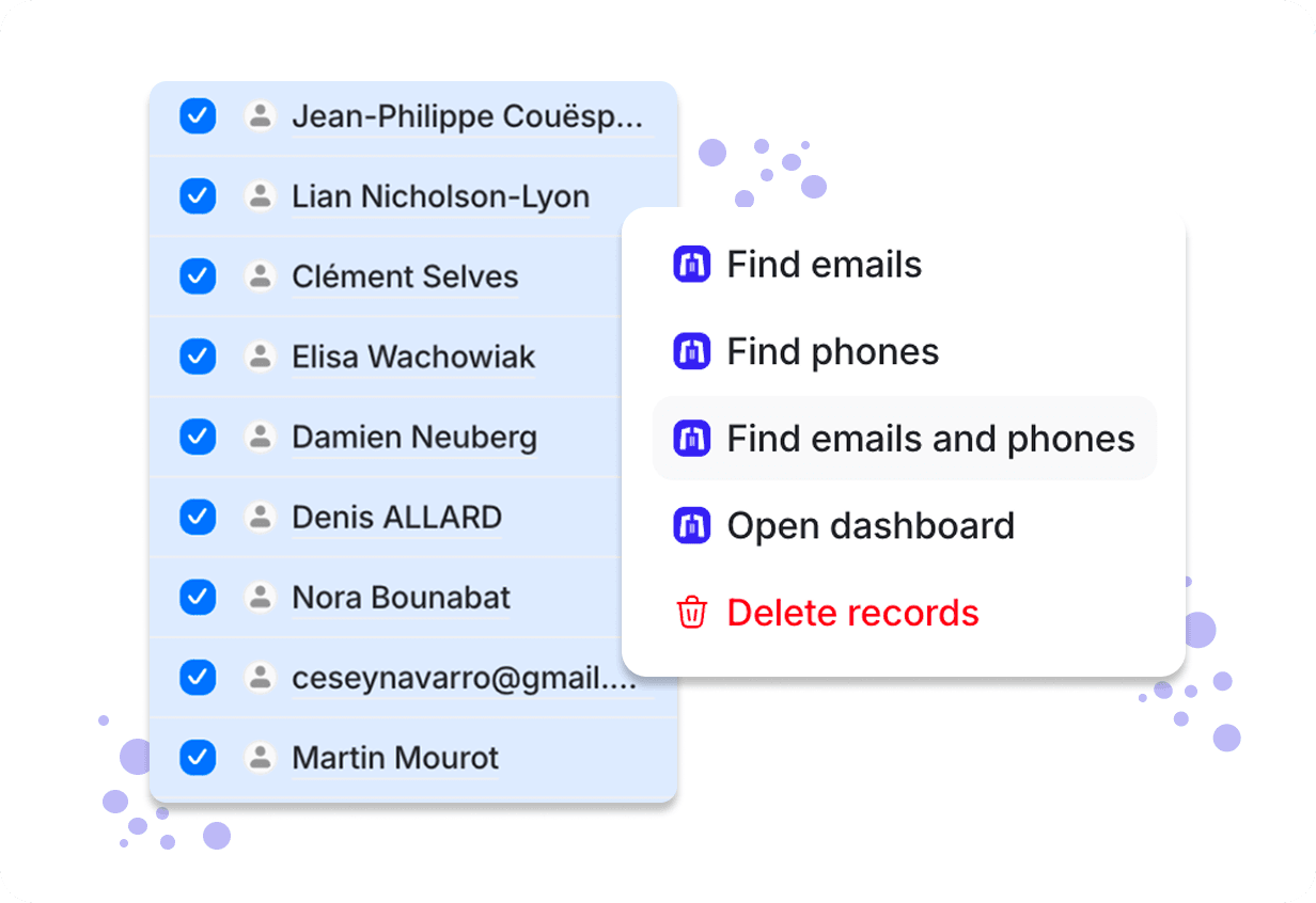 Selecting multiple contacts in Attio and running bulk enrichment